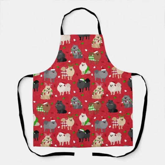 クリスマスポメラニア犬 エプロン (正面)