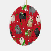クリスマスポメラニア犬 セラミックオーナメント (右)