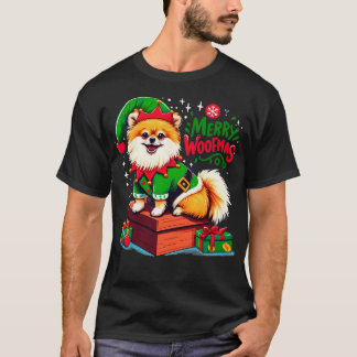 クリスマスポメラニア犬 Tシャツ