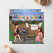 クリスマスポルカドットストリートアートベビーシャワー ノートカード (正面/裏面インサイチュ)