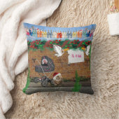 クリスマスポルカドット通りアート クッション (ブランケット)