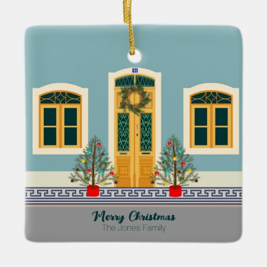 クリスマスポルトガルフェスティバルハウス セラミックオーナメント (正面)