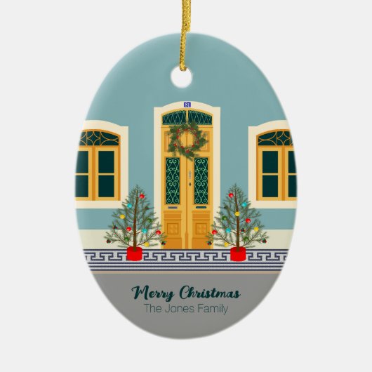 クリスマスポルトガルフェスティバルハウス セラミックオーナメント (正面)