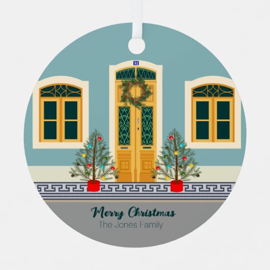 クリスマスポルトガルフェスティバルハウス メタルオーナメント (正面)