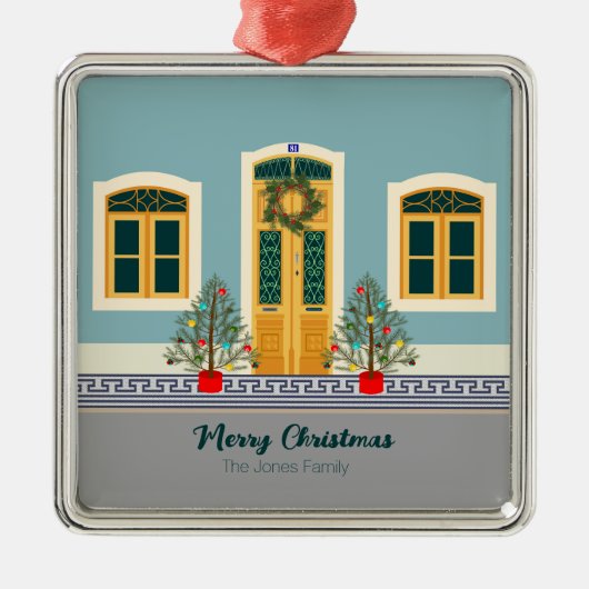 クリスマスポルトガルフェスティバルハウス メタルオーナメント (正面)