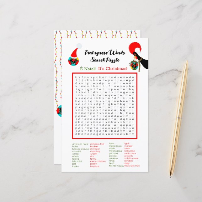 クリスマスポルトガル語の検索パズル 子供へ (正面/裏面インサイチュ)