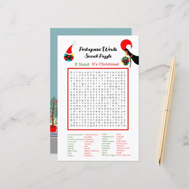 クリスマスポルトガル語の検索パズル 子供へ (正面/裏面インサイチュ)