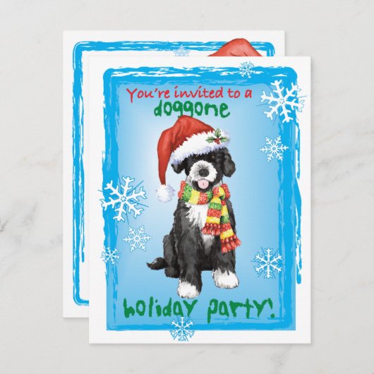 クリスマスポルトガル語ウォータードッグ招待状 シーズンカード (正面/裏面)