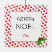 クリスマスポーがPET 最高の PHOTO  Cat Ever NAMEをプリント セラミックオーナメント (裏面)