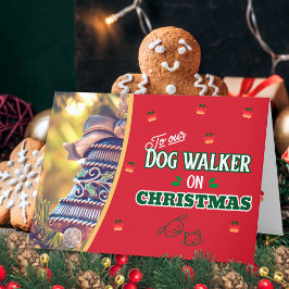 クリスマスポーの猫と犬の休日のドッグウォーカー シーズンカード