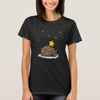 クリスマスポーキュパイン動物クリスマスツリーライト Tシャツ