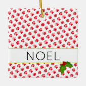 クリスマスポープリントレッドペット名フォトホリデー セラミックオーナメント (正面)