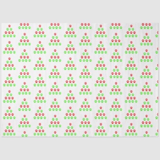 クリスマスポーペットツリーデザインパターングリーンレッド 薄葉紙 (正面)