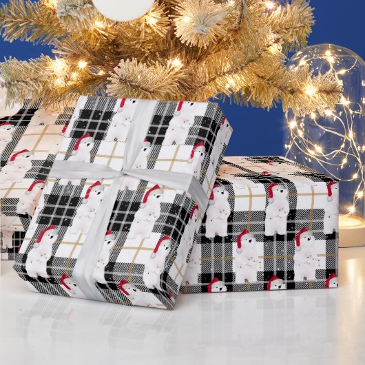 クリスマスポーラベアオンタータンチェックプレイド ラッピングペーパー (クリスマス)