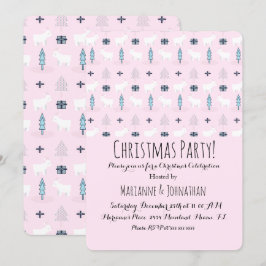 クリスマスポーラベアプレゼントホリデーツリーパターン 招待状