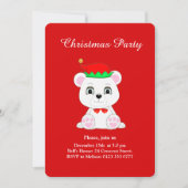 クリスマスポーラベア小妖精や小人オンレッドパーティの招待状 招待状 (正面)