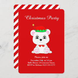 クリスマスポーラベア小妖精や小人オンレッドパーティの招待状 招待状