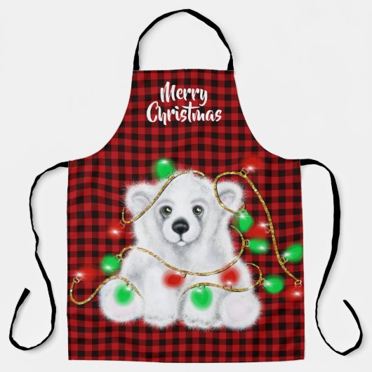 クリスマスポーラークマの子、サンタベアの子 エプロン (正面)