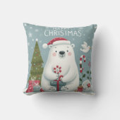 クリスマスポーラークマ枕 クッション (正面)