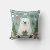 クリスマスポーラークマ枕 クッション (正面)