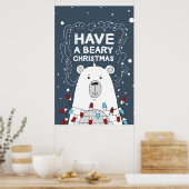 クリスマスポーラーベアのイラストレーションを持つ ポスター (キッチン)