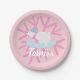 クリスマスポーラーベアパーティー雪片 ペーパープレート