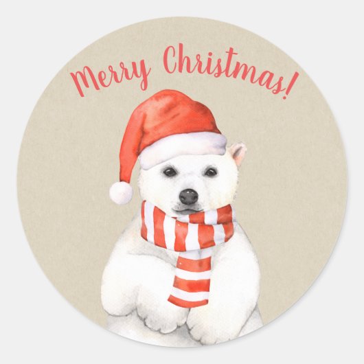 クリスマスポーラーベアーウィンターカントリーホリデーカスタム ラウンドシール (正面)