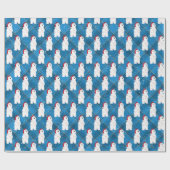 クリスマスポーラーベアーオンブループレイド ラッピングペーパー (フラット)