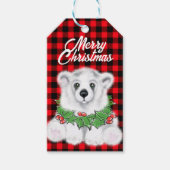 クリスマスポーラーベアーキュブ、ホリーベリーリース ギフトタグ (正面)