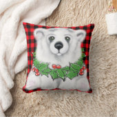 クリスマスポーラーベアーキュブ、ホリーベリーリース クッション (ブランケット)
