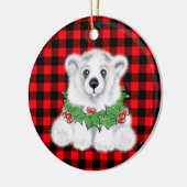 クリスマスポーラーベアーキュブ、ホリーベリーリース セラミックオーナメント (左)