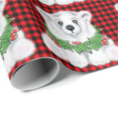 クリスマスポーラーベアーキュブ、ホリーベリーリース ラッピングペーパー (ロールコーナー)