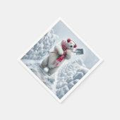 クリスマスポーラーベアーショベル雪 スタンダードカクテルナプキン (角)