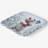 クリスマスポーラーベアーショベル雪 ペーパープレート (傾斜あり)