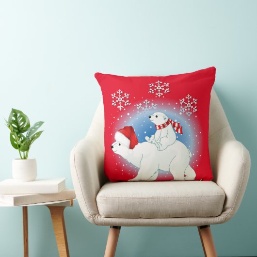 クリスマスポーラーベアーズ装飾用クッション クッション (椅子)