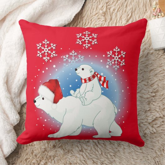 クリスマスポーラーベアーズ装飾用クッション クッション (ブランケット)