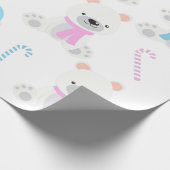 クリスマスポーラーベアーピンクブルージェンダーの表示パーティー ラッピングペーパー (角)