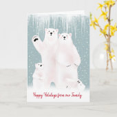 クリスマスポーラーベアーファミリーのスノーカード カード (黄色い花)