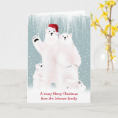クリスマスポーラーベアーファミリーのスノーカード カード (黄色い花)