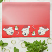 クリスマスポーラーベアーレッド キッチンタオル (折り畳み)