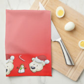 クリスマスポーラーベアーレッド キッチンタオル (四つ折り)