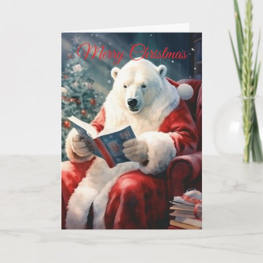 クリスマスポーラーベア読書 シーズンカード (正面)