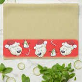 クリスマスポーラーベア金ゴールド キッチンタオル (折り畳み)