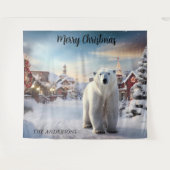 クリスマスポーラーベア雪の休日の写真の背景 タペストリー (正面(横))