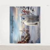 クリスマスポーラーベア雪の休日の写真の背景 タペストリー (正面)