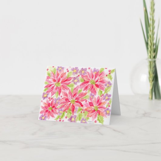 クリスマスポ空白のインセチア任意のCaussionノートカード サンキューカード (正面)