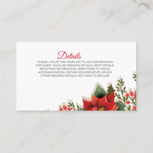 クリスマスポ結婚インセッティアのRSVPEnclosureカード エンクロージャーカード (裏面)