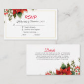 クリスマスポ結婚インセッティアのRSVPEnclosureカード エンクロージャーカード (正面/裏面)