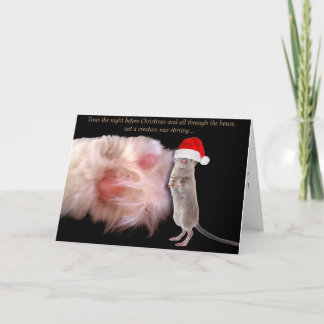 クリスマスマウスおよび猫の足の挨拶状 シーズンカード