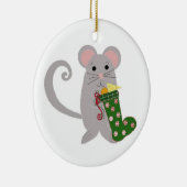 クリスマスマウスとグリーンストッキング セラミックオーナメント (右)